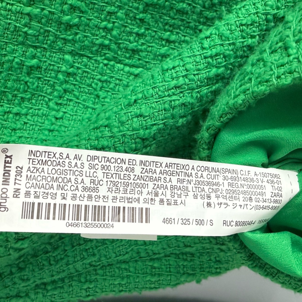 ZARA Kelly Green Textured Tweed Mini Dress Jewel Buttons NWT S Blogger Favorite - Picture 13 of 16